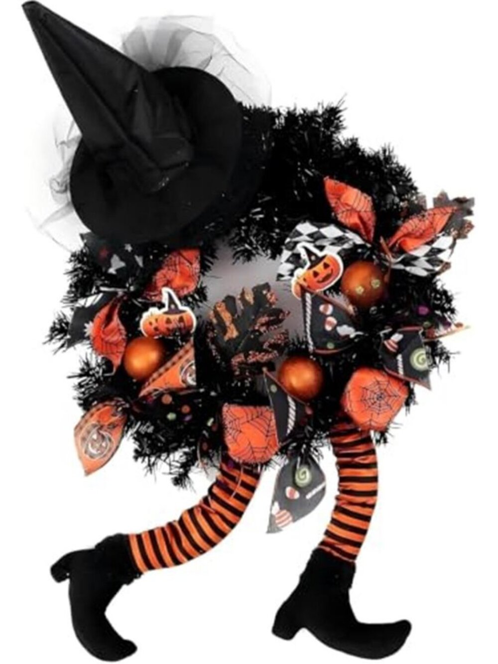 18 inch Witch Halloween Wreath, for Front Door Decoration with
